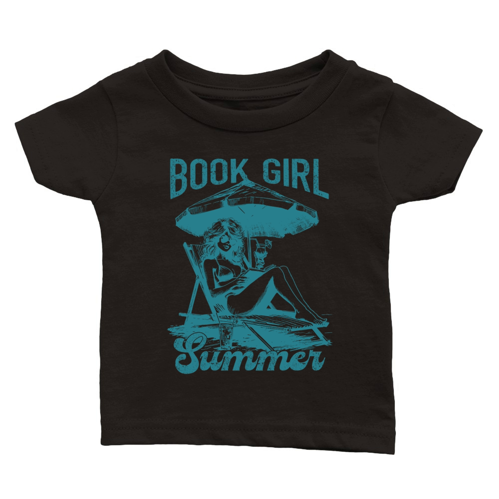 Book Girl Summer L Green Classic Baby Crewneck T-shirt