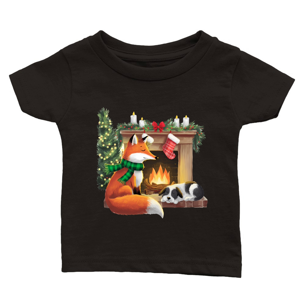 Christmas Fox Fire Vintage 2 Classic Baby Crewneck T-shirt