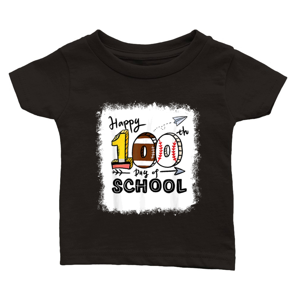 Happy 100th Day Of School Teacher Student 100 Days Classic Baby Crewneck T-shirt