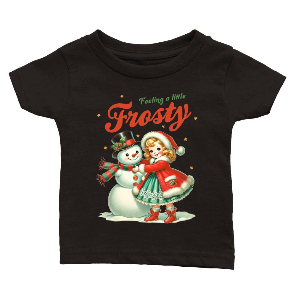 Snowman with Girl Classic Baby Crewneck T-shirt