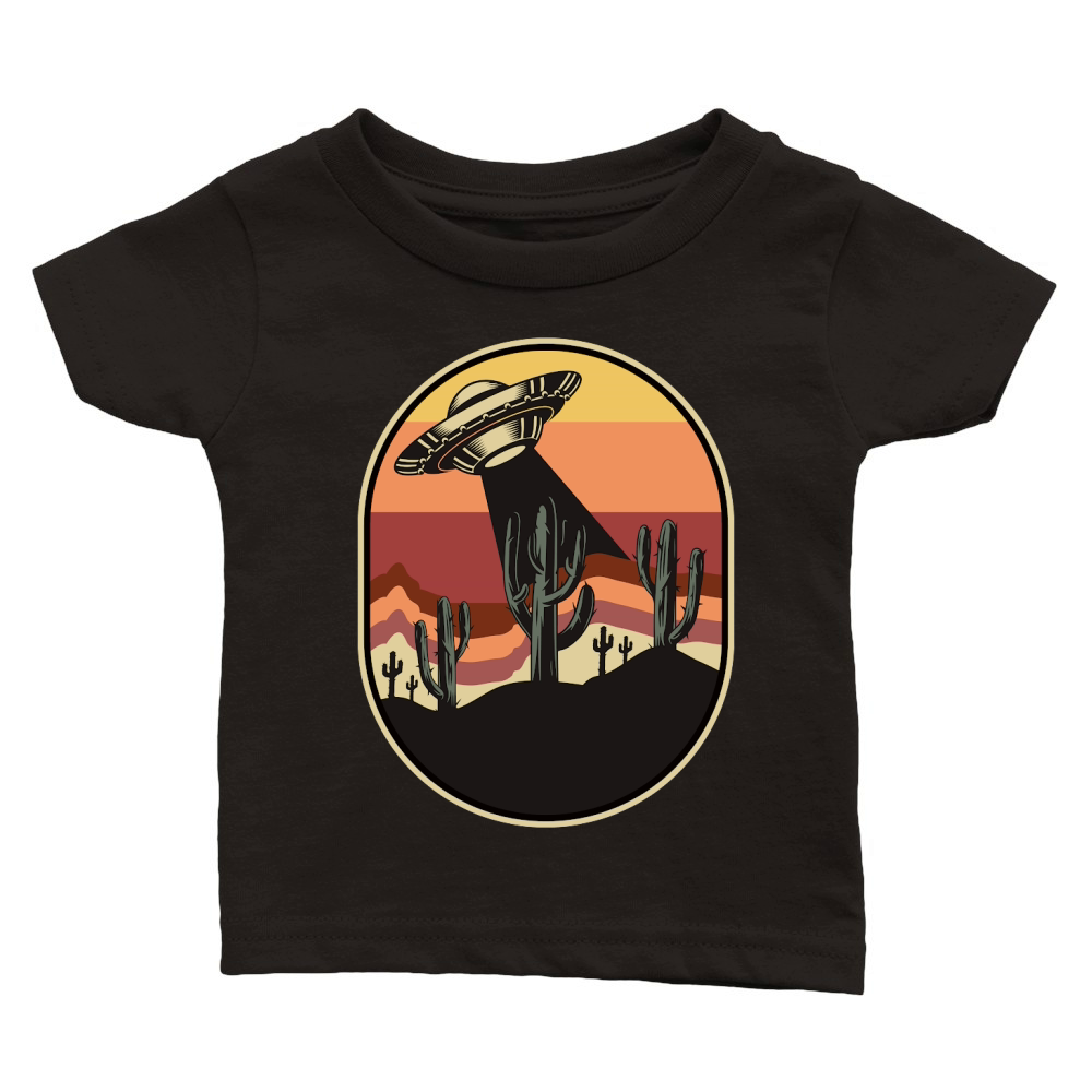 Vintage UFO Alien cactus mountain Classic Baby Crewneck T-shirt