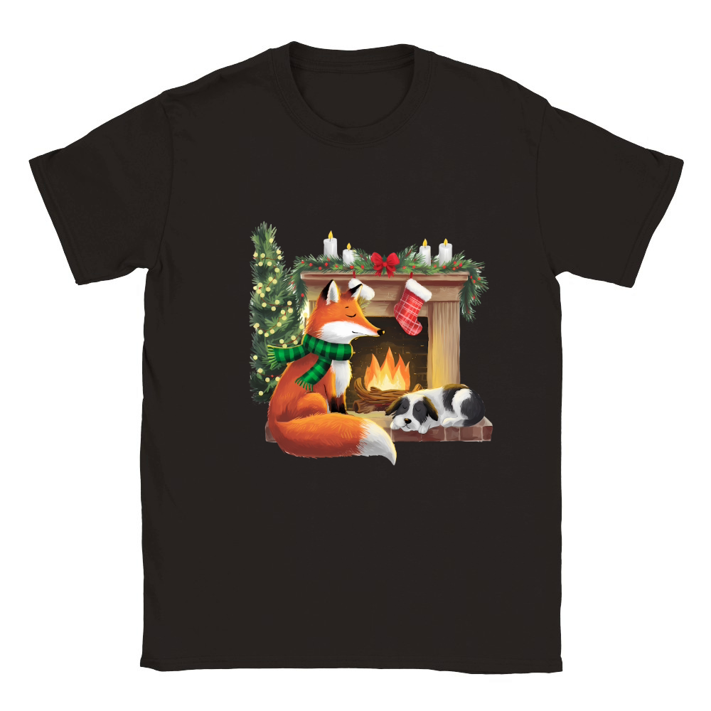 Christmas Fox Fire Vintage 2 Classic Kids Crewneck T-shirt