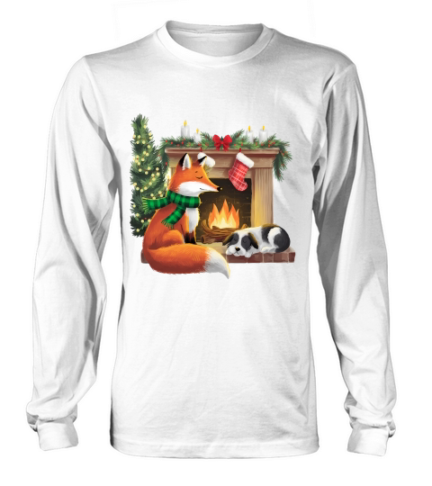 Christmas Fox Fire Vintage 2 Long sleeved Unisex
