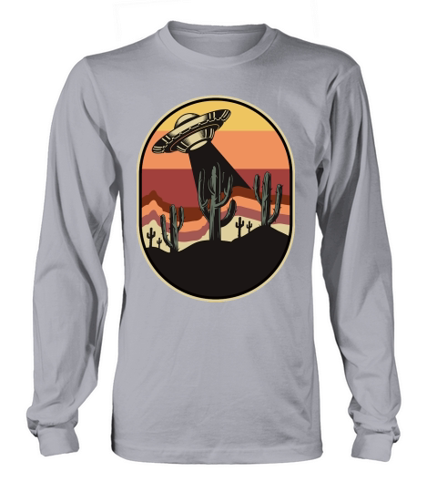 Vintage UFO Alien cactus mountain Long sleeved Unisex