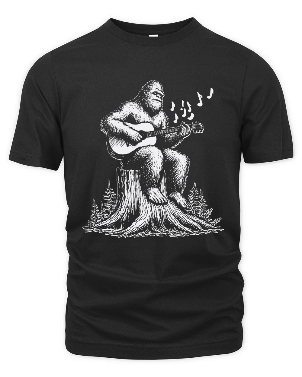 Bigfoot Playing Guitar L White Organic Unisex T-shirt