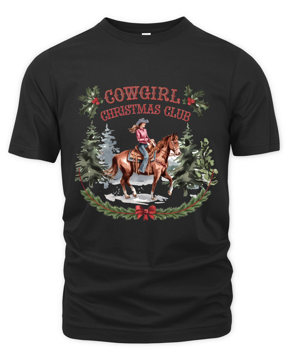 Cowgirl Christmas Club Vintage Christmas Organic Unisex T-shirt