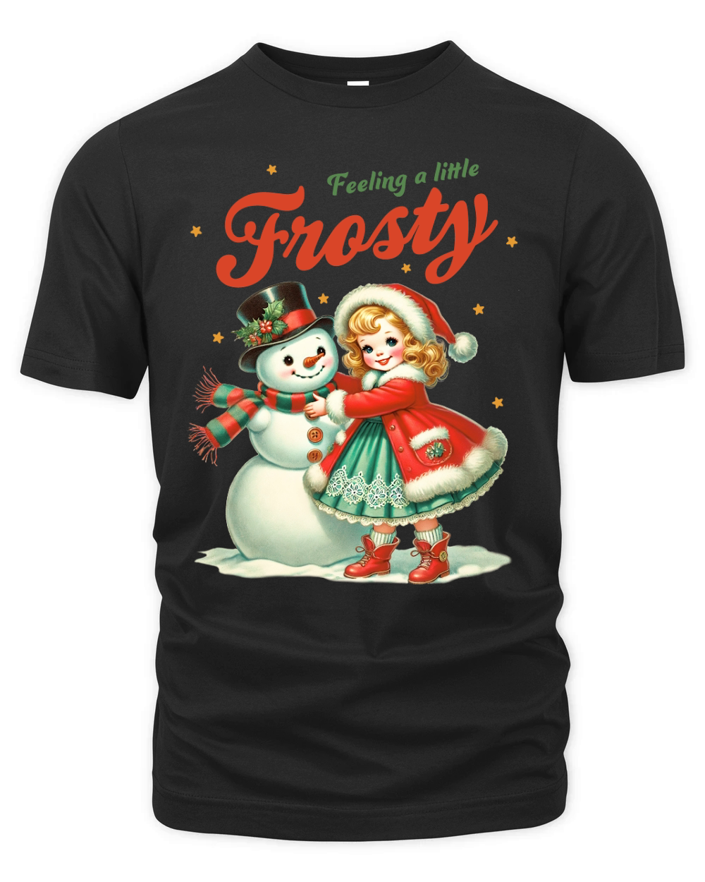 Snowman with Girl Organic Unisex T-shirt