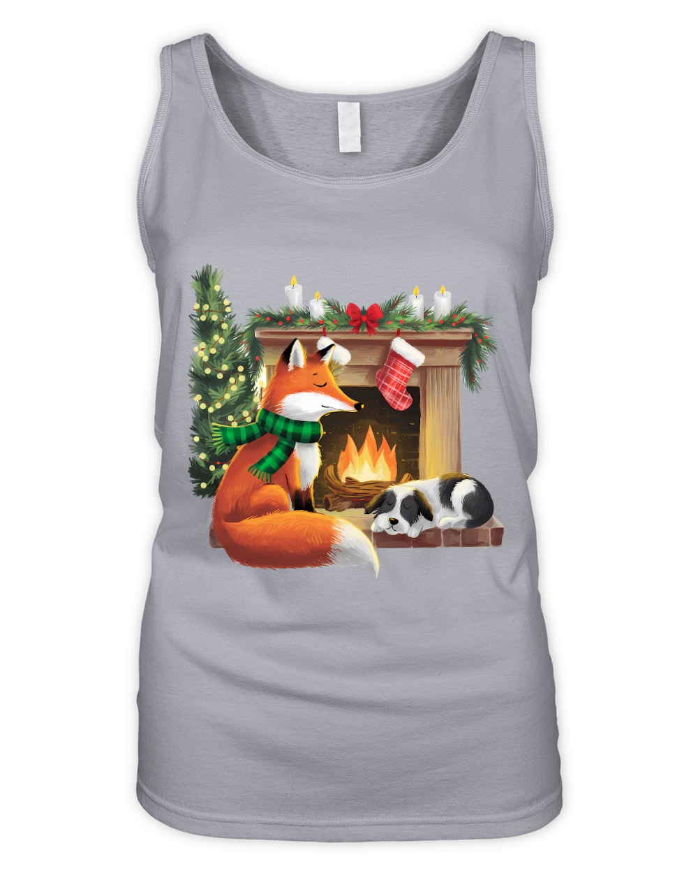 Christmas Fox Fire Vintage 2 Organic Women's Tank Top
