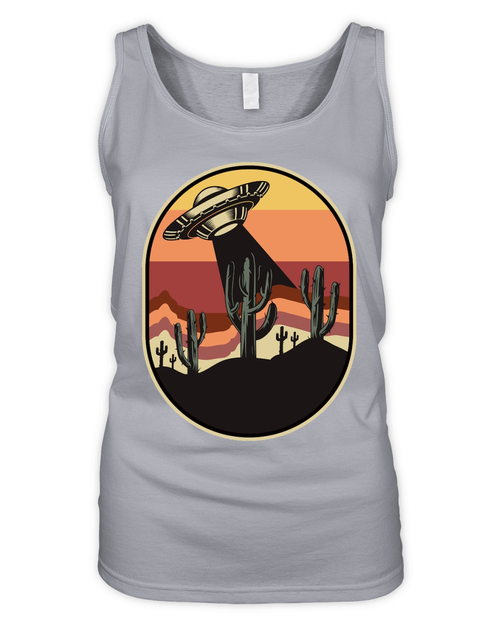 Vintage UFO Alien cactus mountain Organic Women's Tank Top