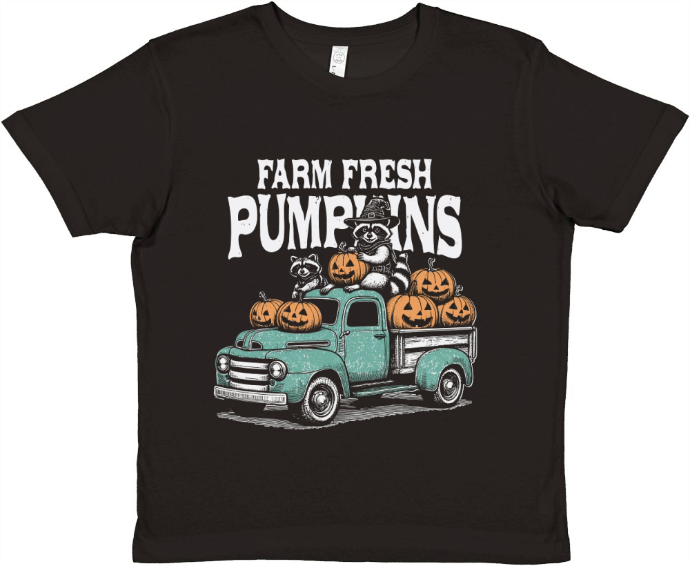 Farm fresh pumpkins Raccoon D Color Premium Kids Crewneck T-shirt
