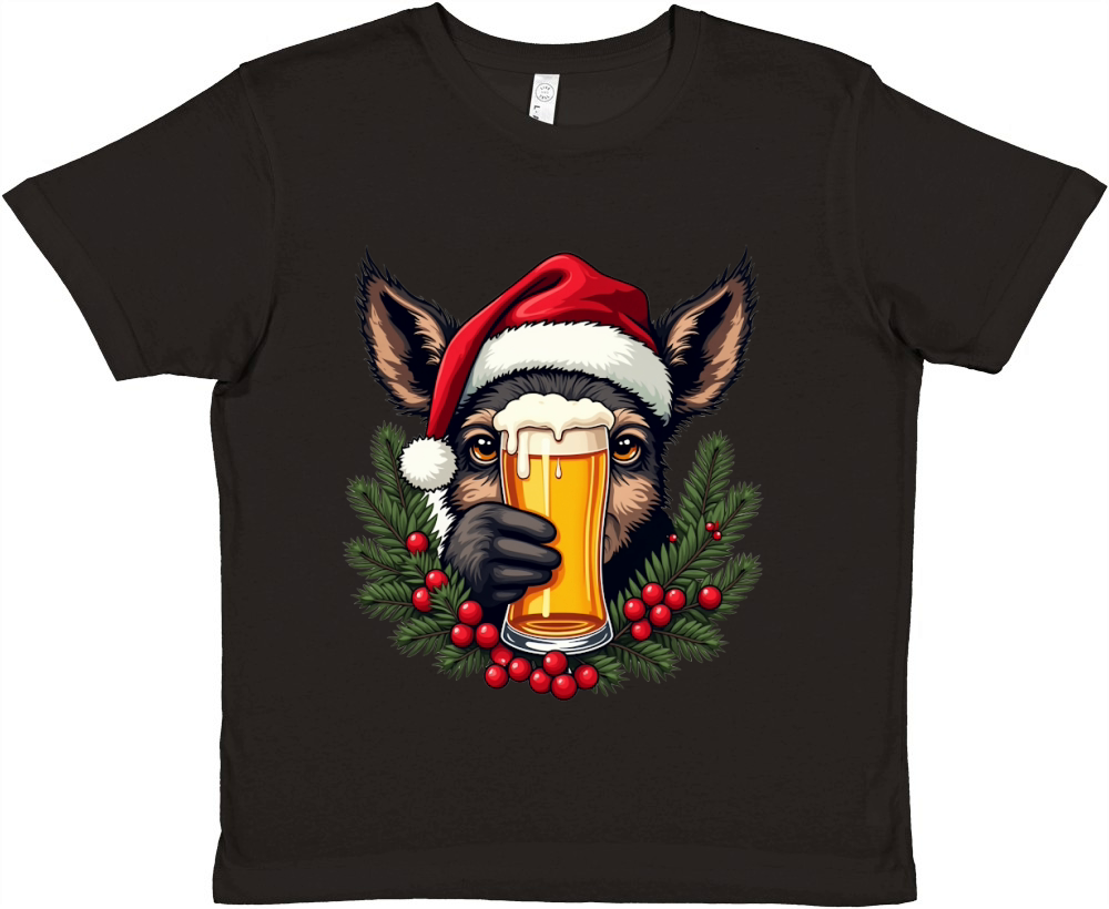 Funny Animal Beer Christmas Sublimation 6 Premium Kids Crewneck T-shirt