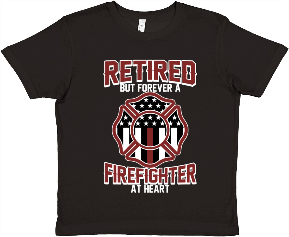 Retired Fire Fighter Thin Red Line Fireman Premium Kids Crewneck T-shirt