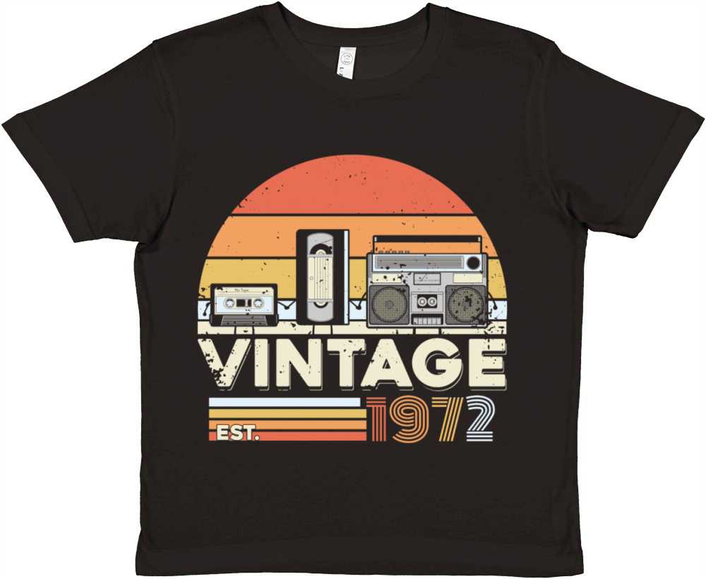 Vintage 1972 50th Birthday Fiftieth Gift Premium Kids Crewneck T-shirt
