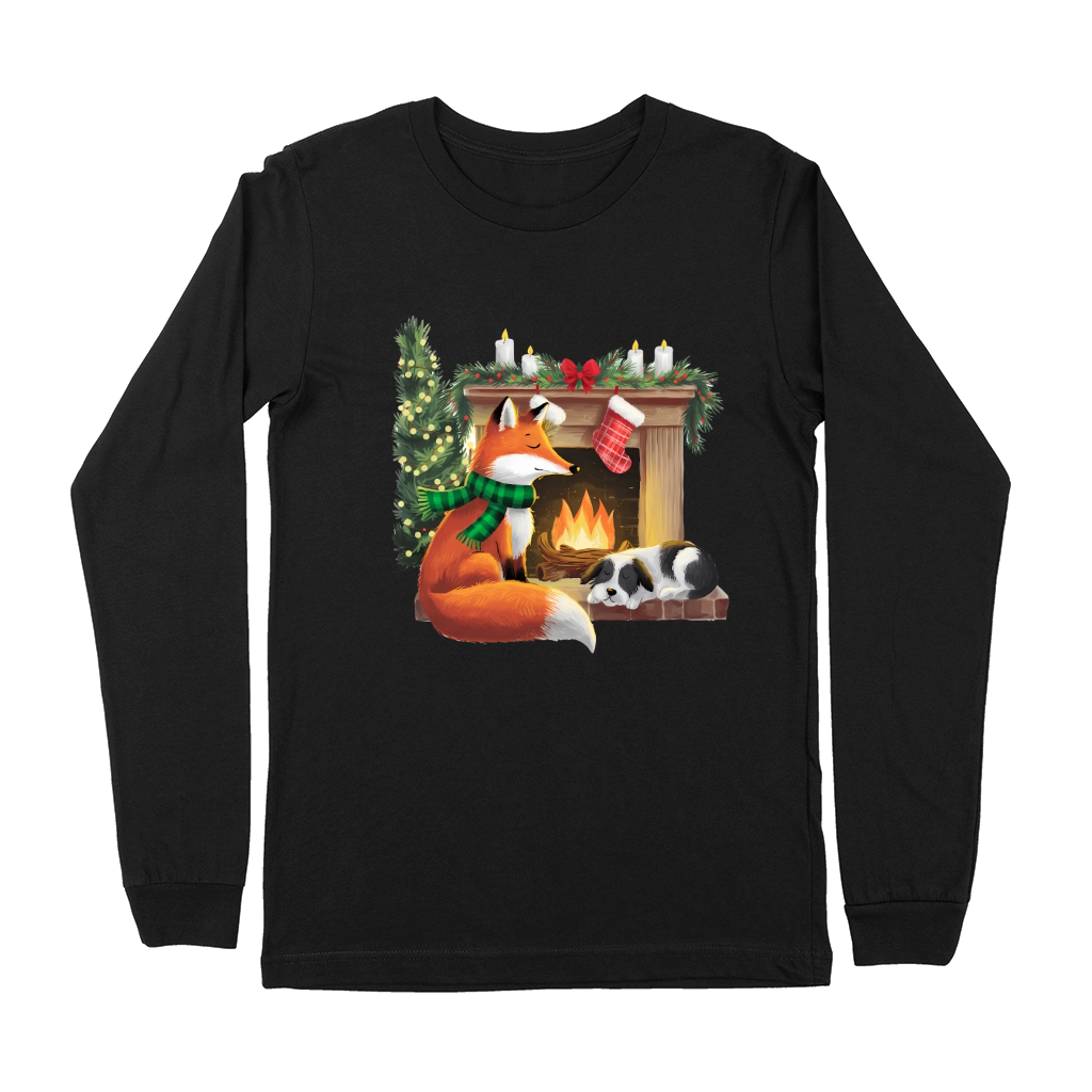 Christmas Fox Fire Vintage 2 Premium Long Sleeve