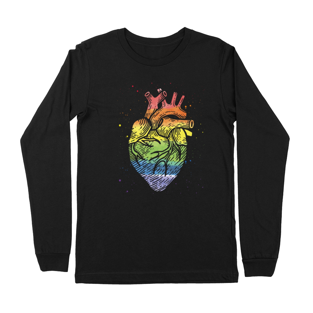LGBT Anatomical Heart Rainbow Gay Lesbian Premium Long Sleeve