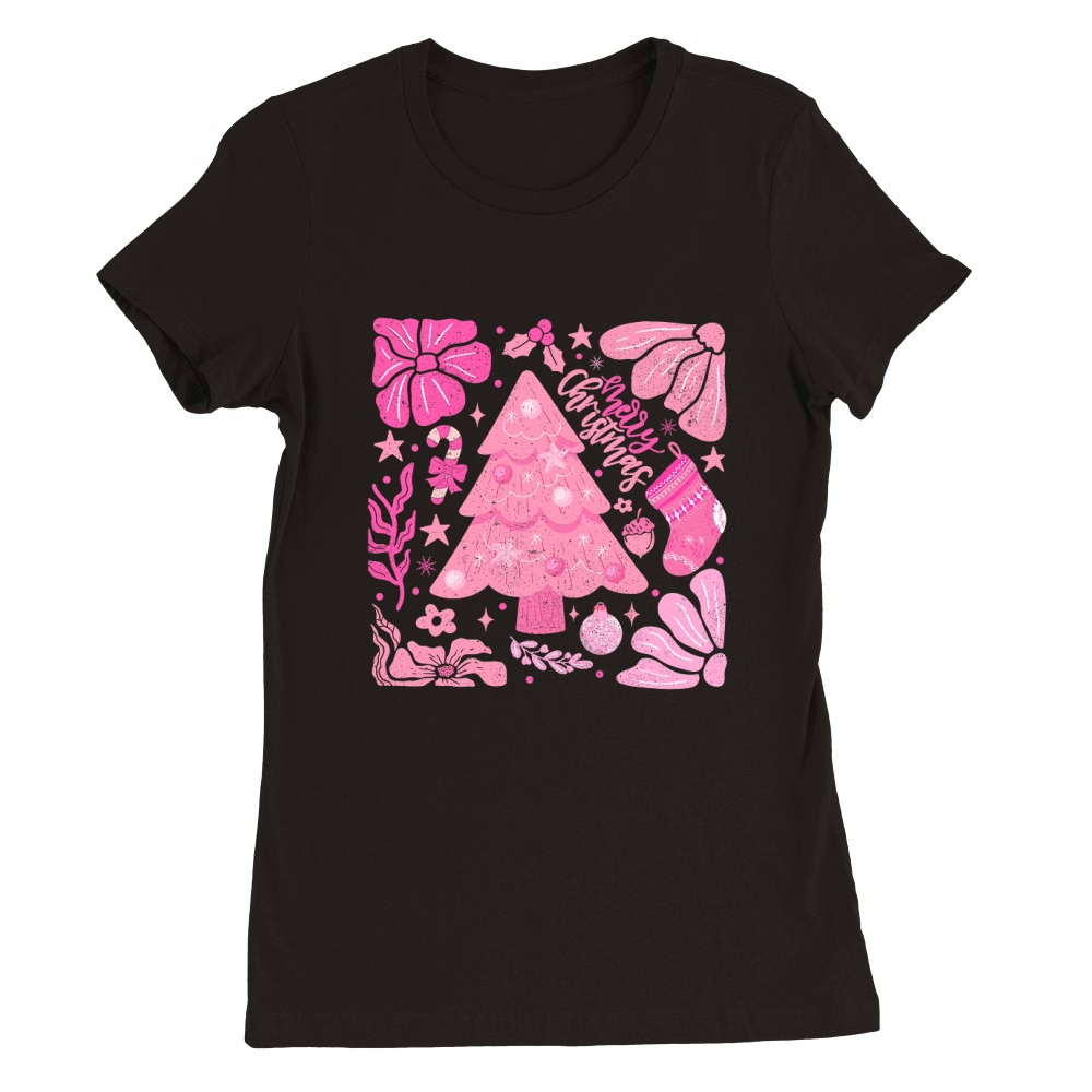 boho pink christmas 5 Premium Womens Crewneck T-shirt