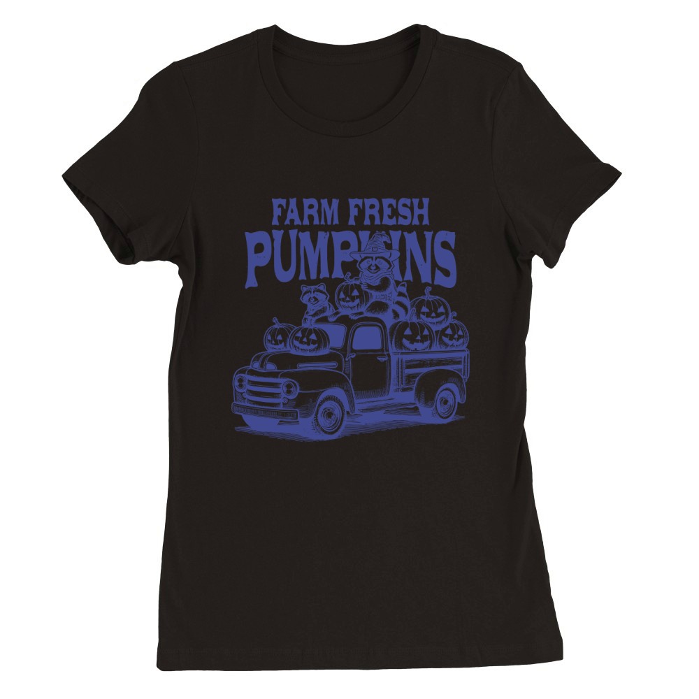 Farm fresh pumpkins Raccoon L vBlue Premium Womens Crewneck T-shirt