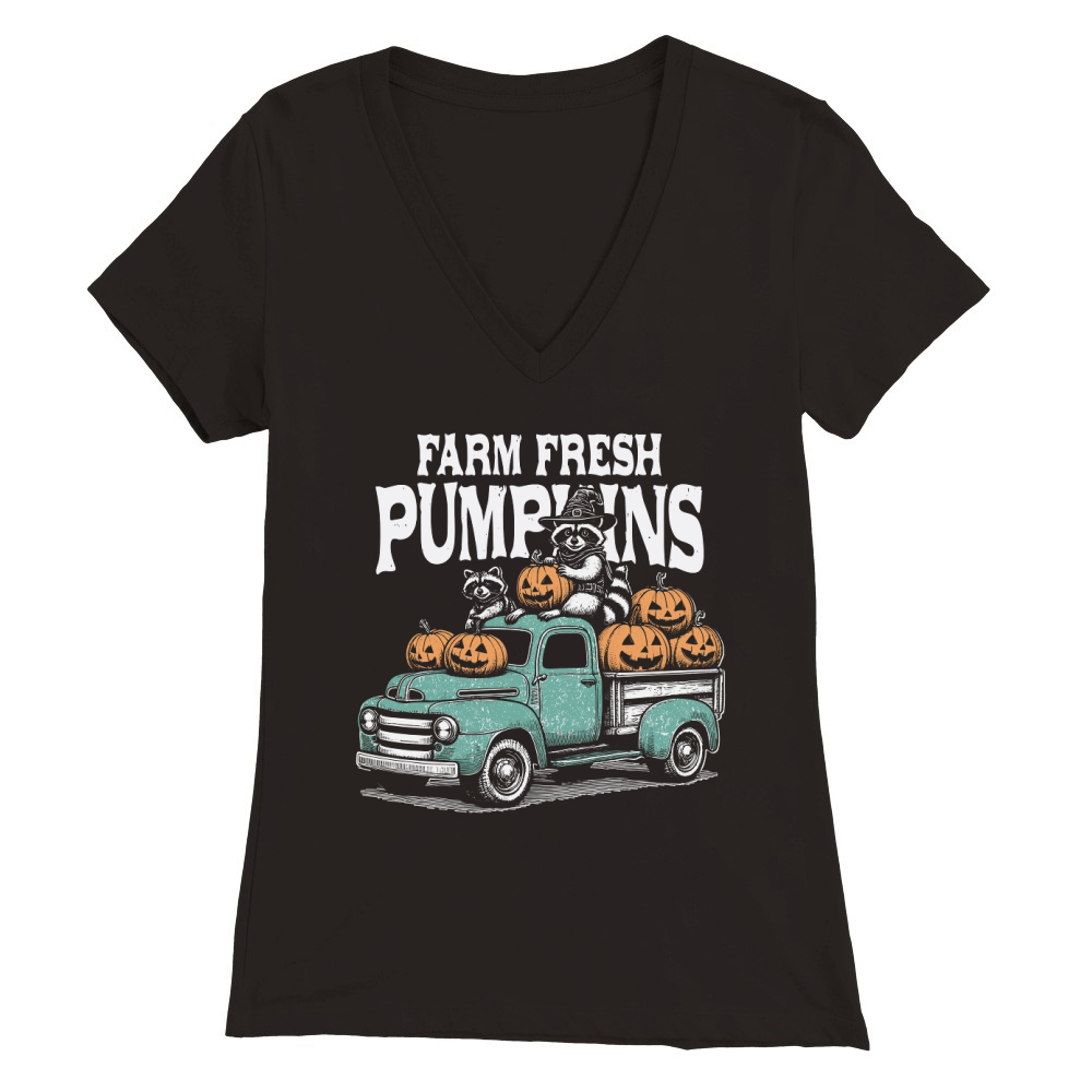 Farm fresh pumpkins Raccoon D Color Premium Womens V-Neck T-shirt