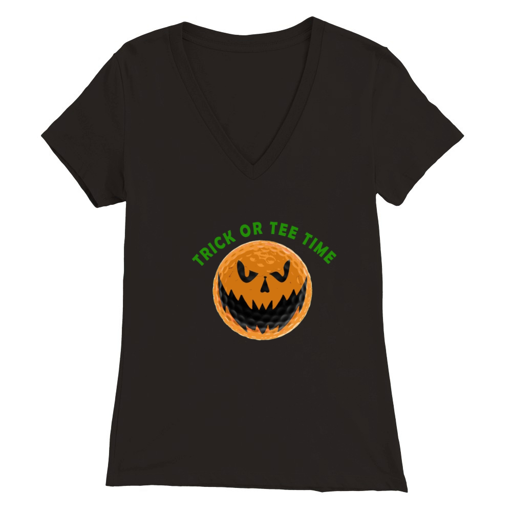 Golf Halloween trick or tee time Premium Womens V-Neck T-shirt