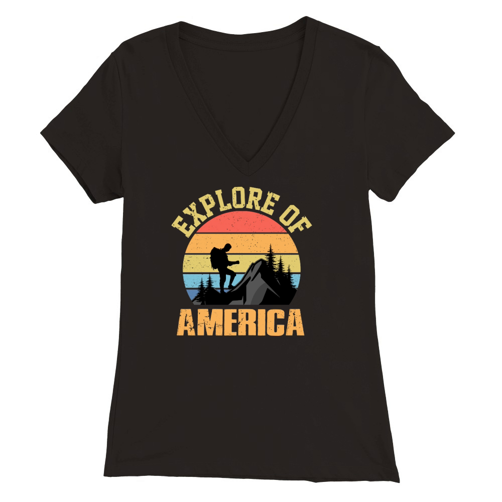 Hiking   Explore of America Adventure Premium Womens V-Neck T-shirt