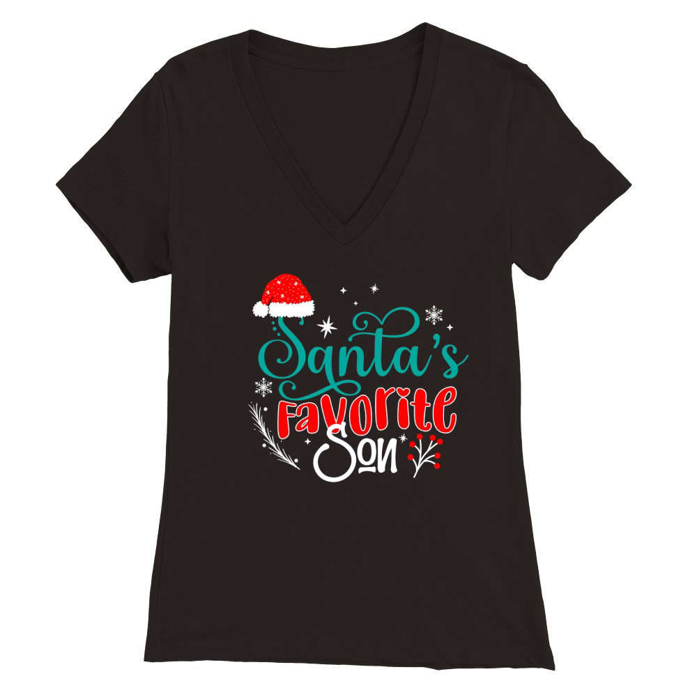 Santas Favorite Son Premium Womens V-Neck T-shirt