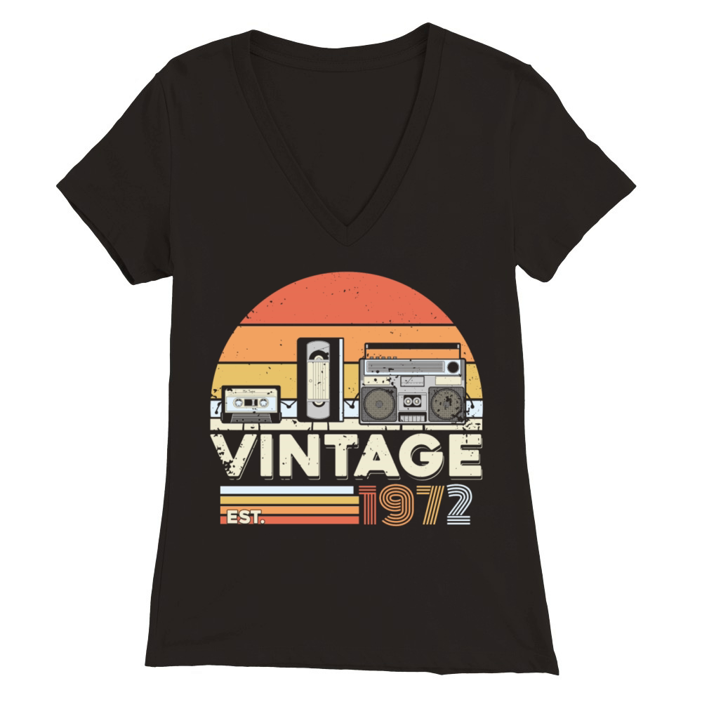 Vintage 1972 50th Birthday Fiftieth Gift Premium Womens V-Neck T-shirt