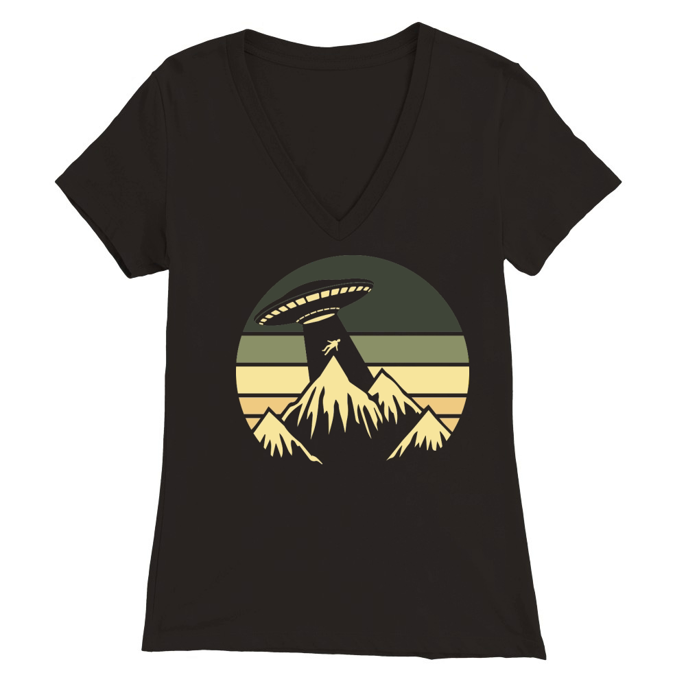 Vintage UFO Alien 34 Premium Womens V-Neck T-shirt