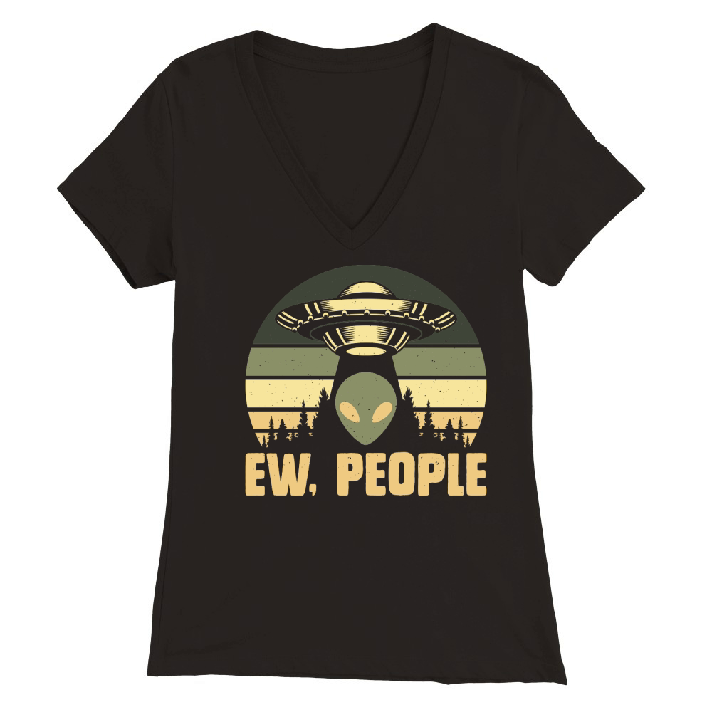 Vintage UFO Alien Ew People Premium Womens V-Neck T-shirt