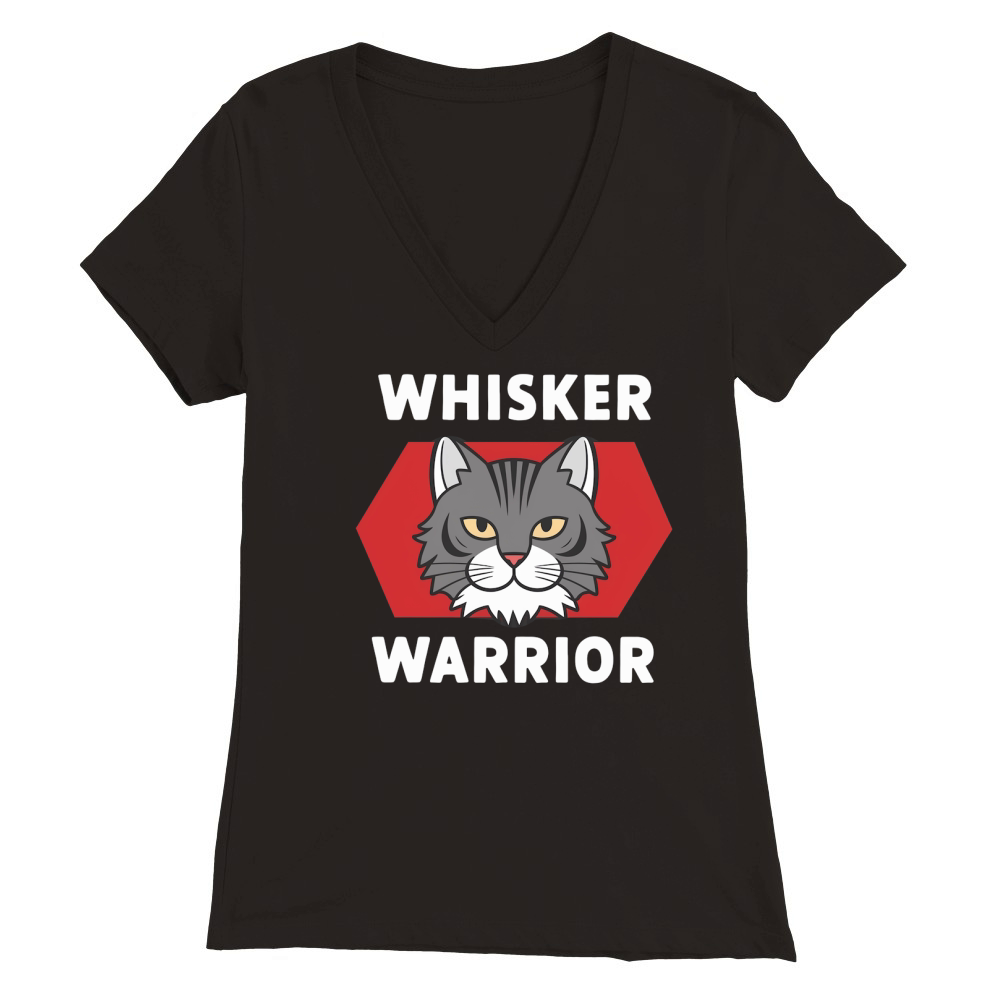 Whisker Warrior Premium Womens V-Neck T-shirt