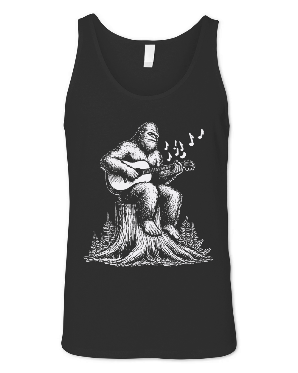 Bigfoot Playing Guitar L White Unisex Jersey Tank