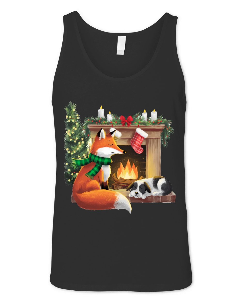 Christmas Fox Fire Vintage 2 Unisex Jersey Tank