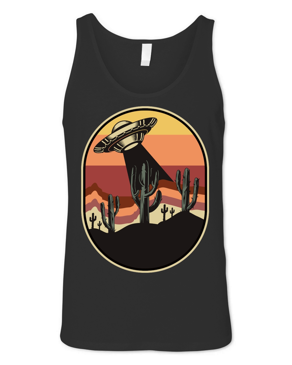 Vintage UFO Alien cactus mountain Unisex Jersey Tank