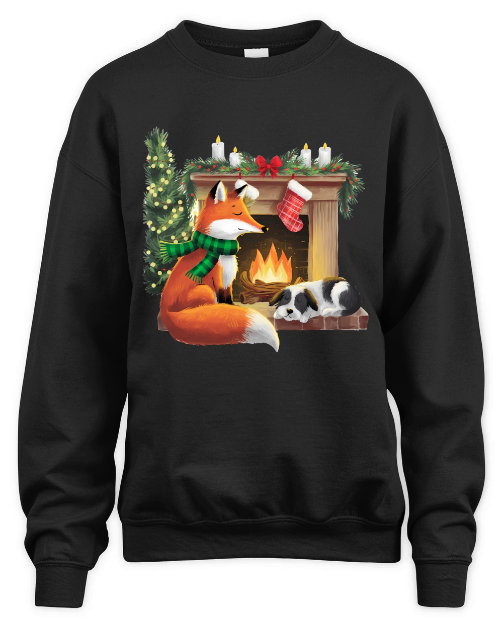 Christmas Fox Fire Vintage 2 Unisex Premium Crewneck Sweatshirt
