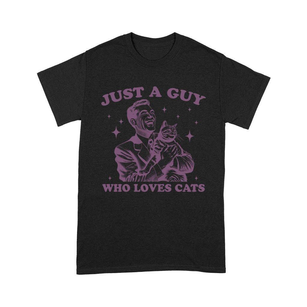 Just A Guy Who Loves Cats L Purple Unisex T-Shirt