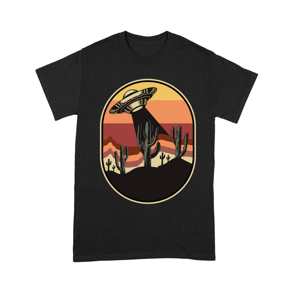 Vintage UFO Alien cactus mountain Unisex T-Shirt