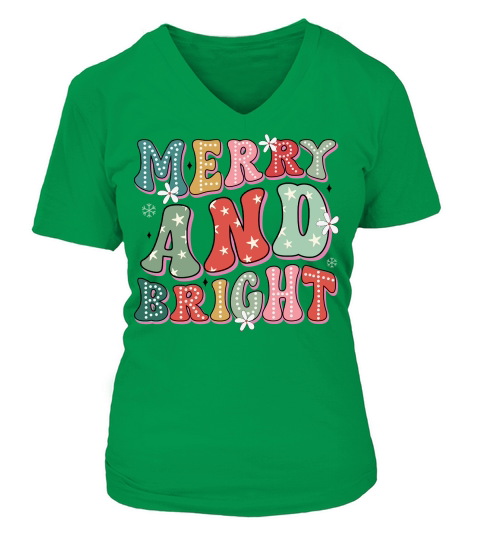 Christmas merry and bright V-neck T-Shirt Woman