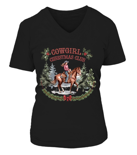 Cowgirl Christmas Club Vintage Christmas V-neck T-Shirt Woman