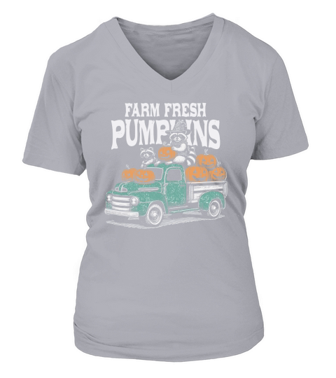 Farm fresh pumpkins Raccoon D Color V-neck T-Shirt Woman