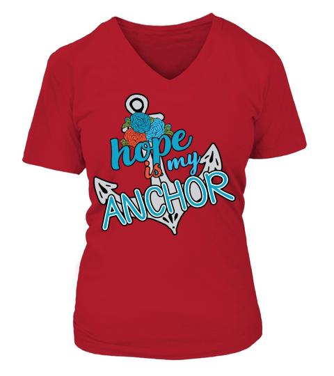 Hope is My Anchor Floral V-neck T-Shirt Woman