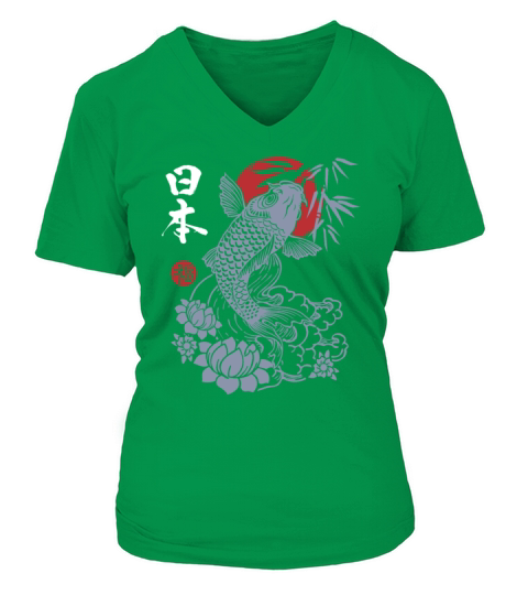Japan Good Luck Koi Fish V-neck T-Shirt Woman
