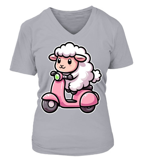 Sheep Riding Scooter 2 V-neck T-Shirt Woman