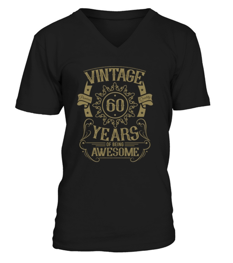 60th birthday gift ideas vintage husband wife V-Neck T-shirt