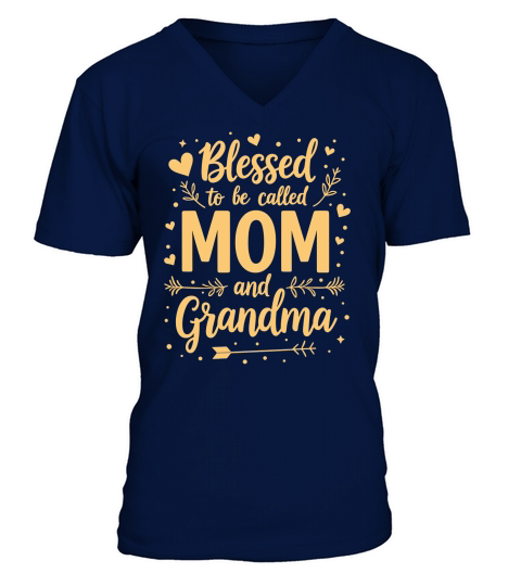 Blessed to be called mom and grandma 02 V-Neck T-shirt
