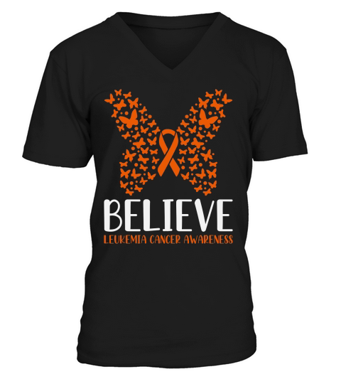 Butterfly  Leukemia Cancer Awareness V-Neck T-shirt