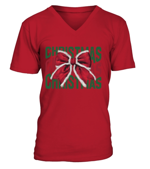 Christmas bow3 V-Neck T-shirt
