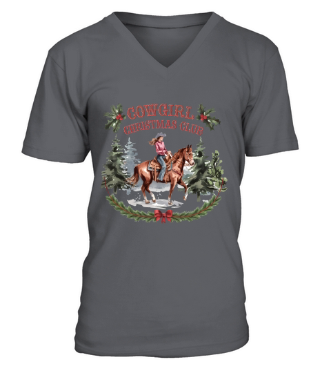 Cowgirl Christmas Club Vintage Christmas V-Neck T-shirt