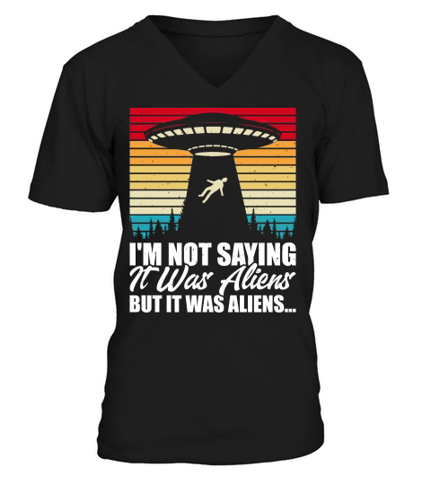 Funny Vintage UFO Alien V-Neck T-shirt