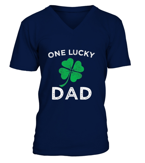 One Lucky Dad St Patricks day retro father gift V-Neck T-shirt