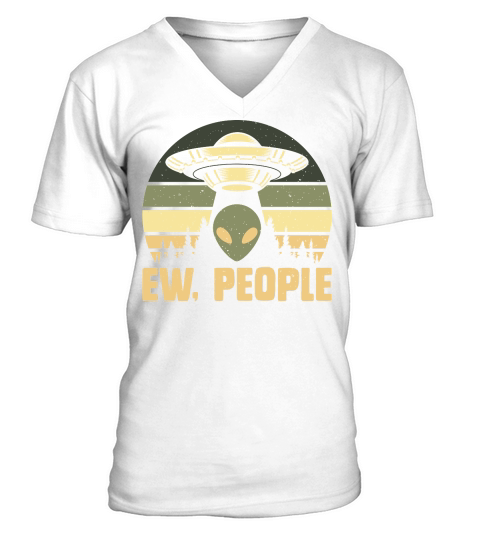 Vintage UFO Alien Ew People V-Neck T-shirt