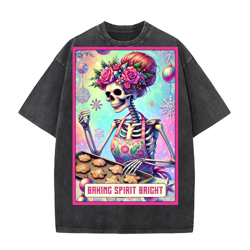 17.Christmas Skeleton Taro Cards Bundle Washed T-Shirt